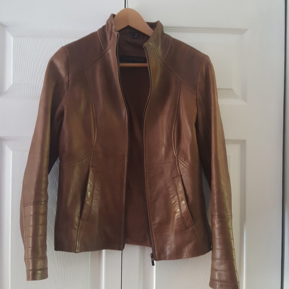 ✨LA MARQUE brown leather jacket